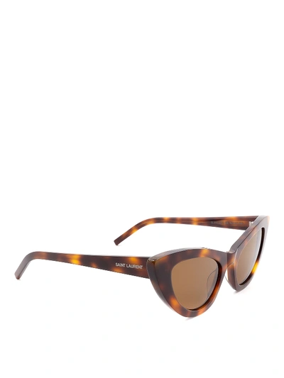 Shop Saint Laurent New Wave Sl 213 Lily Havana Sunglasses In Brown