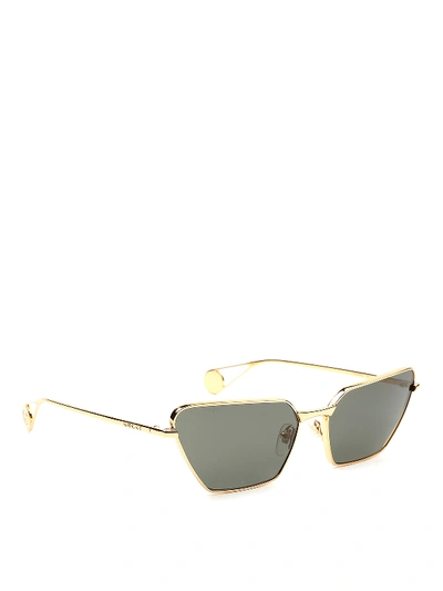 Shop Gucci Metal Frame Cat Eye Sunglasses In Gold