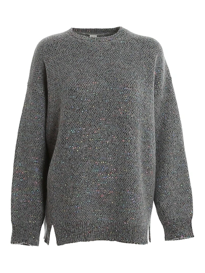 Shop Stella Mccartney Sequined Alpaca Blend Long Sweater In Grey