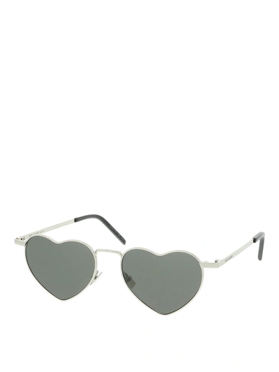 Shop Saint Laurent New Wave Sl 301 Lou Lou Silver Sunglasses