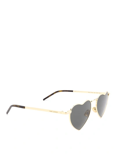 Shop Saint Laurent New Wave Sl 301 Lou Lou Golden Sunglasses