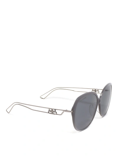 Shop Balenciaga Grey Maxi Butterfly Sunglasses