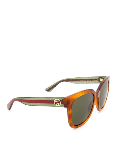 Shop Gucci Sunglasses With Contrasting Temples In Brown
