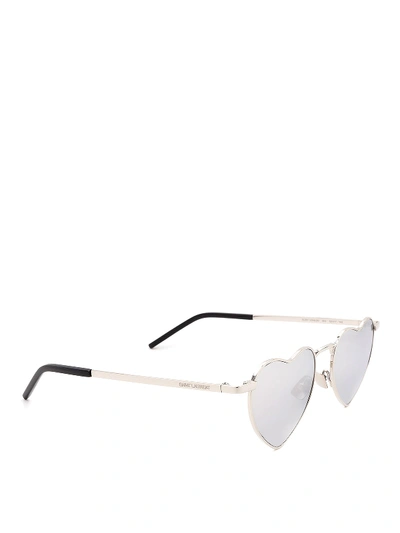 Shop Saint Laurent New Wave Sl 301 Lou Lou Sunglasses In White Gold