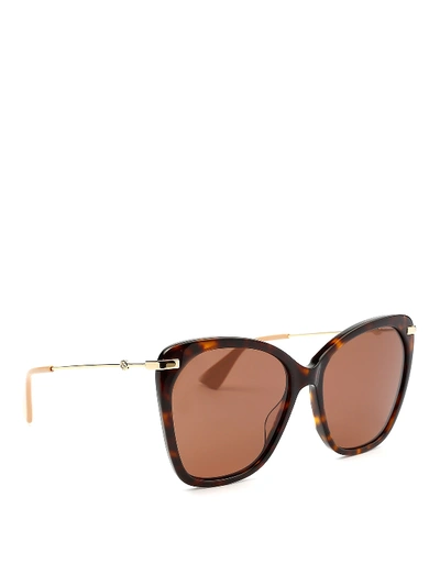 Shop Gucci Havana Cat Eye Sunglasses In Brown