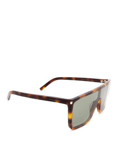 Shop Saint Laurent Sl 364 Mask Ace Sunglasses In Brown