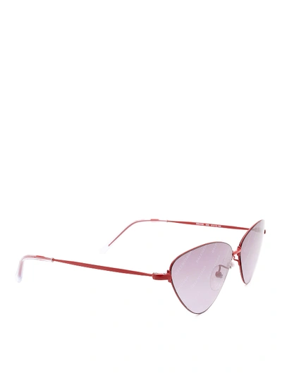 Shop Balenciaga Clear Lenses Sunglasses In Red