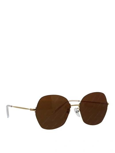 Shop Balenciaga Metal Hexagonal Sunglasses In Brown