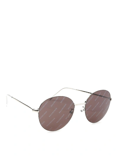 Shop Balenciaga Metal Round Sunglasses In Metallic