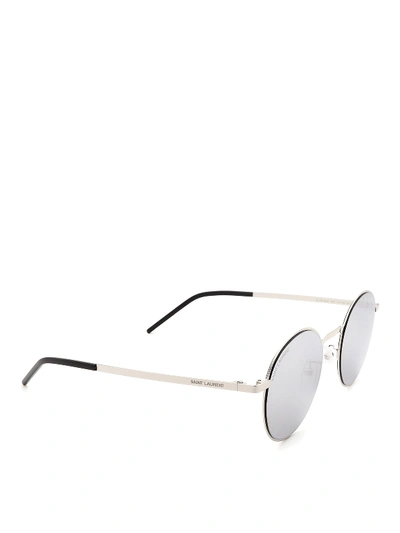 Shop Saint Laurent Sl 250 Slim Sunglasses In Silver