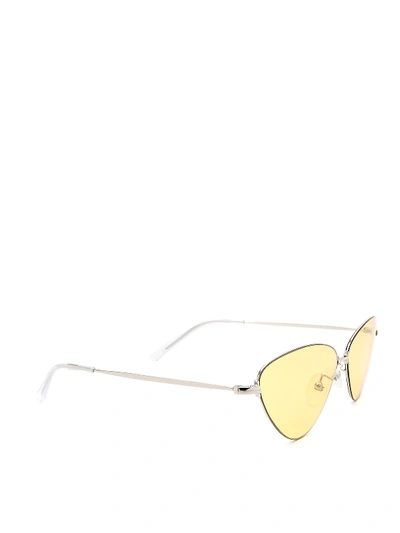 Shop Balenciaga Clear Lenses Sunglasses In Gold