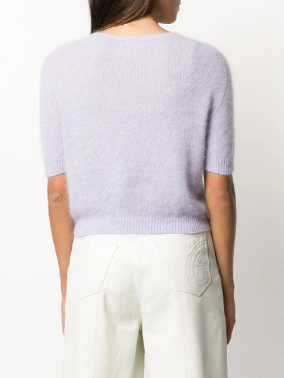 Shop Roberto Collina Half-sleeve Knitted Top In Purple