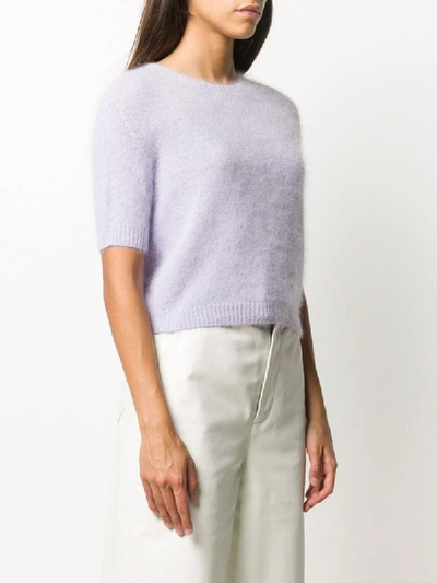 Shop Roberto Collina Half-sleeve Knitted Top In Purple
