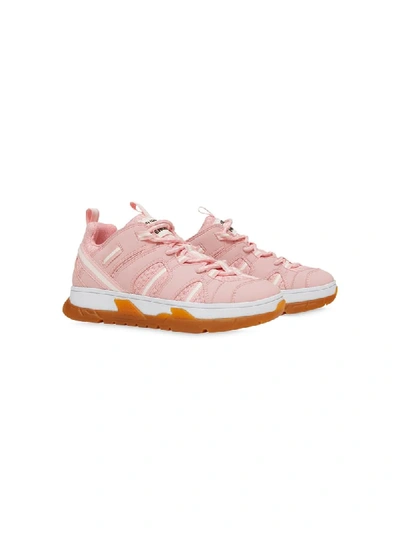 Shop Burberry Union Contrast Panel Sneakers In Pink