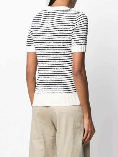 Shop Tory Burch Bouclé Stripe Knitted T-shirt In Neutrals
