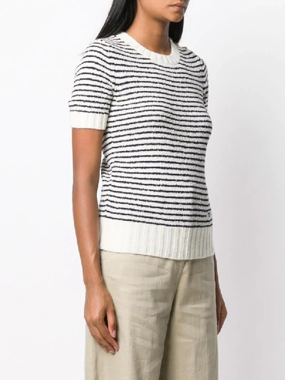 Shop Tory Burch Bouclé Stripe Knitted T-shirt In Neutrals