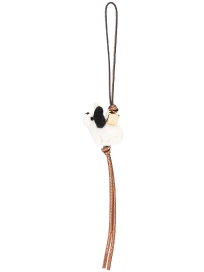 Shop Loewe Leather Puppy Key Charm In Brown