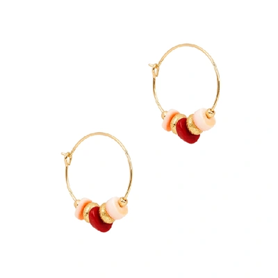 Shop Anni Lu Sweet Little Things Gold-plated Hoop Earrings In Red
