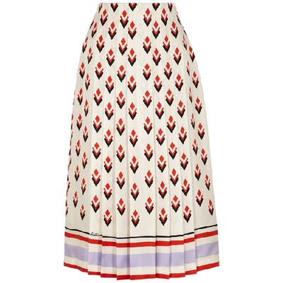 Shop Valentino Printed Silk-twill Midi Skirt In Multicoloured