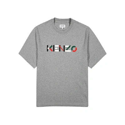 Shop Kenzo Grey Logo Cotton T-shirt
