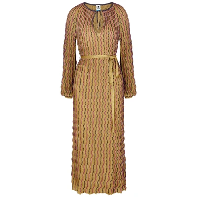 Shop M Missoni Gold Embroidered Metallic-weave Maxi Dress