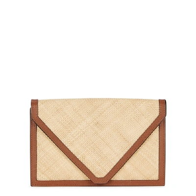 Shop Hunting Season The Envelope Leather And Raffia Clutch In Tan