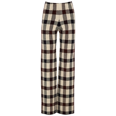 Shop Victoria Victoria Beckham Checked Stretch-knit Trousers In Multicoloured