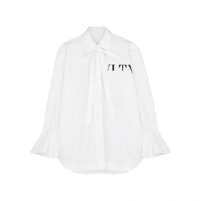 Shop Valentino Vltn White Cotton Shirt In White And Black