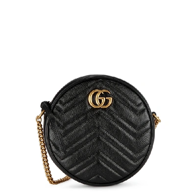 Shop Gucci Gg Marmont Mini Black Leather Shoulder Bag