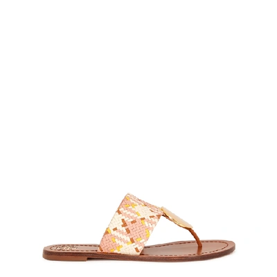 Shop Tory Burch Patos Woven Leather Sandals In Natural