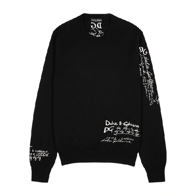 Shop Dolce & Gabbana Black Logo-embroidered Cashmere Jumper