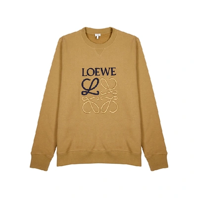 Shop Loewe Camel Logo-embroidered Cotton Sweatshirt