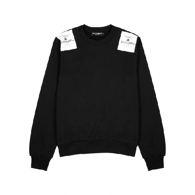 Shop Dolce & Gabbana Black Appliquéd Cotton Sweatshirt