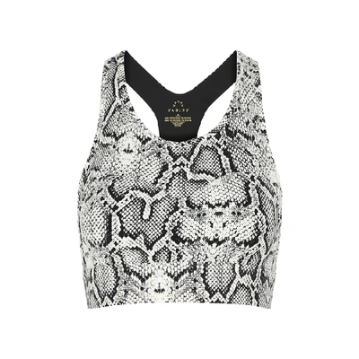 Shop Varley Bassett Python-print Stretch-jersey Bra Top In Grey