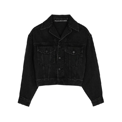 Shop Alexander Wang T Black Cropped Denim Jacket