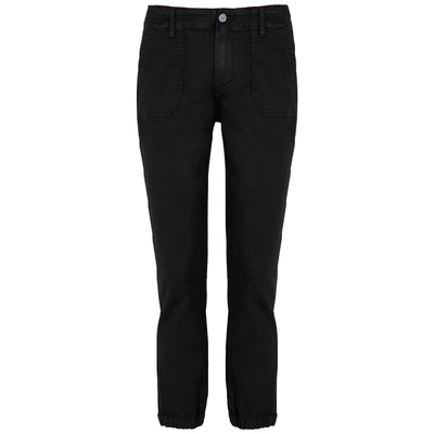 Shop Paige Mayslie Black Stretch-denim Cargo Trousers