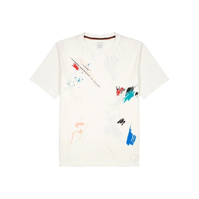 Shop Paul Smith Off-white Printed Cotton T-shirt