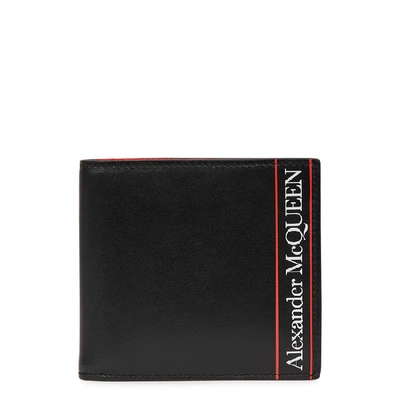 Shop Alexander Mcqueen Black Logo-print Leather Wallet In Black And Red