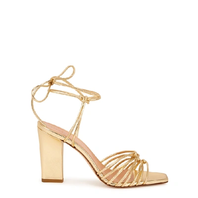 Shop Aeyde Daisy 100 Gold Leather Sandals