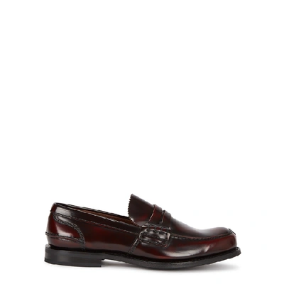 Shop Church's Tunbridge Chestnut Leather Penny Loafers In Burgundy