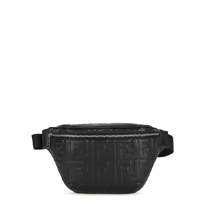 Shop Fendi Black Monogrammed Leather Belt Bag
