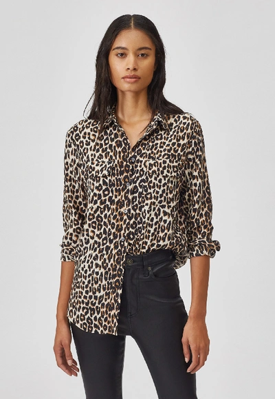 Shop Current Elliott Equipment Slim Signature Silk Shirt In Natural Underground Leopard Print