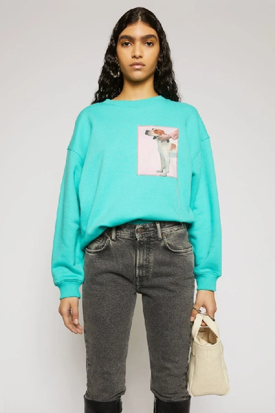 Shop Acne Studios Dog-patch Sweatshirt Turquoise Blue