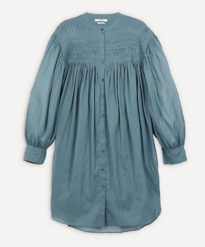 Shop Isabel Marant Étoile Plana Cotton Voile Mini-dress In Greyish Blue