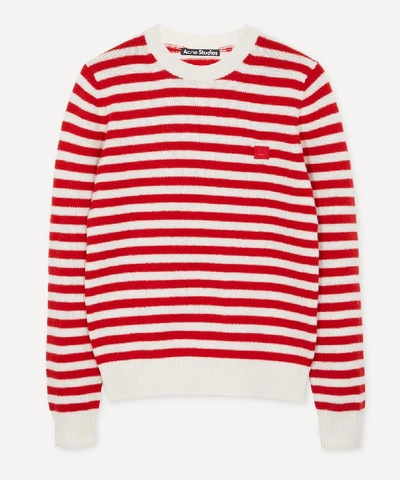 Shop Acne Studios Kalon Face Stripe Knit Sweater In Red