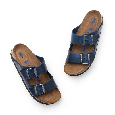 Shop Birkenstock Arizona Soft Footbed Sandal In Oiled Leather Blue