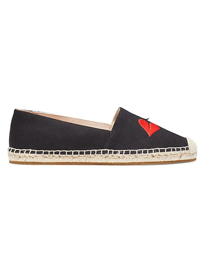 Shop Kate Spade Grenada Lips Canvas Espadrille Flats In Black