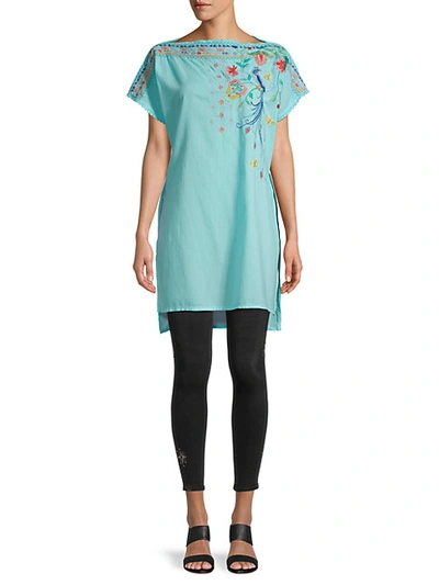 Shop Johnny Was Dahlia Short-sleeve Embroidery Tunic In Bright Eye