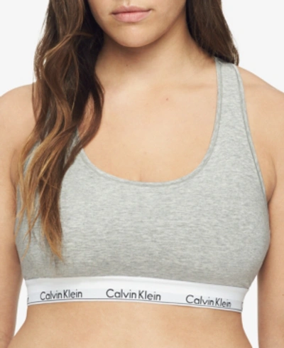 Shop Calvin Klein Plus Size Modern Cotton Unlined Bralette Qf5116 In Grey Heather