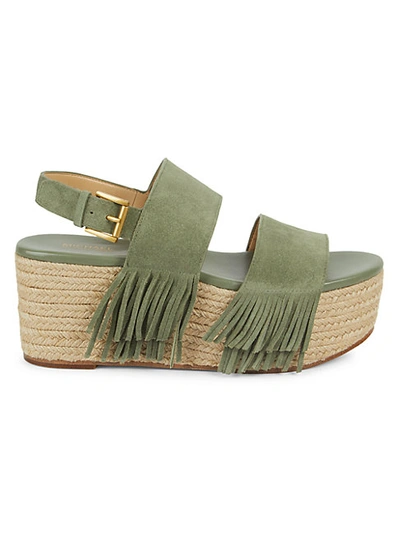 Shop Michael Michael Kors Hana Wedge Sandals In Army Green
